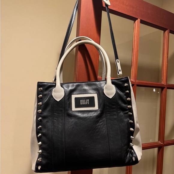 Black and Cream Studded Tote Bag - Picture 10 of 12